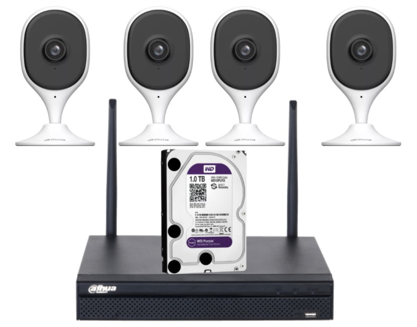 Kit Inalambrico WIFI con NVR y 4 cámaras interior