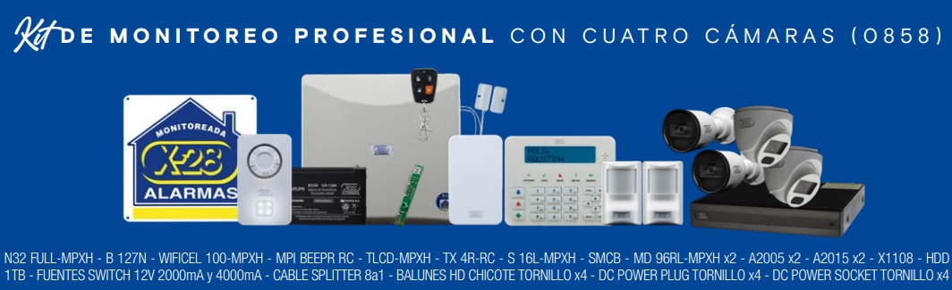 Kit Monitoreo profesional con 4 cámaras (Cuota mensual $62.790.-)