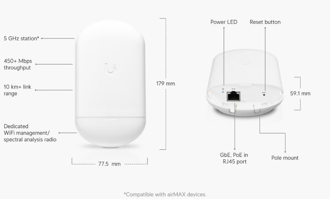 Nanostation 5 AC Loco SIN POE