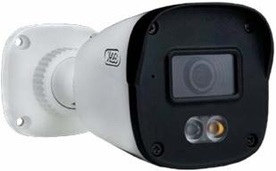 Cámara IP tipo bullet Full HD (1080p) de 2 megapíxeles con lente fijo de 2,8 mm y ángulo de visión de 95°, compatible con conexión PoE.