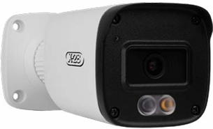 Cámara IP tipo bullet Full HD (1080p) de 2 megapíxeles con lente fijo de 2,8 mm y ángulo de visión de 101°, compatible con conexión PoE.