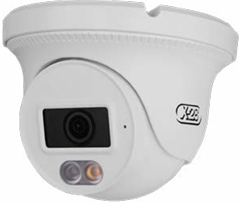 Cámara IP tipo domo Full HD (1080p) de 2 megapíxeles con lente fijo de 2,8 mm y ángulo de visión de 95°, compatible con conexión PoE.